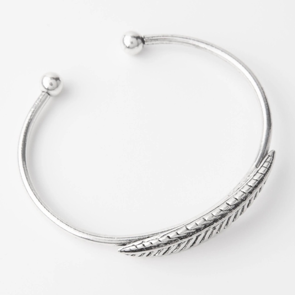 Silver Feather Cuff Bracelet